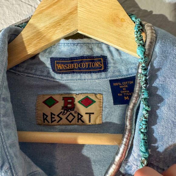 Vintage Buffalo & Red Earth Native American | Short Sleeve, Button up Sz M 1990s - Picture 4 of 6